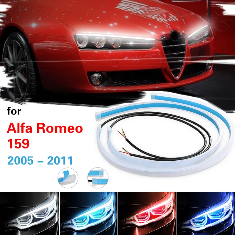 2szt Światło do jazdy dziennej DRL LED do Alfa Romeo 159 2005-2011 Światło kierunkowskazu Żółte Jasne Elastyczne Do Reflektorów Samochodowych