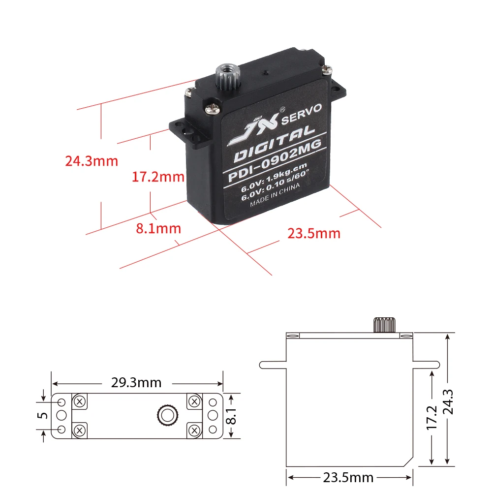 JxデジタルコアレスサーボPDI-0902MG 9.4グラム2.6キロ4.8v-6v大トルクrc修正翼機の航空機ヘリコプターパーツアクセサリー