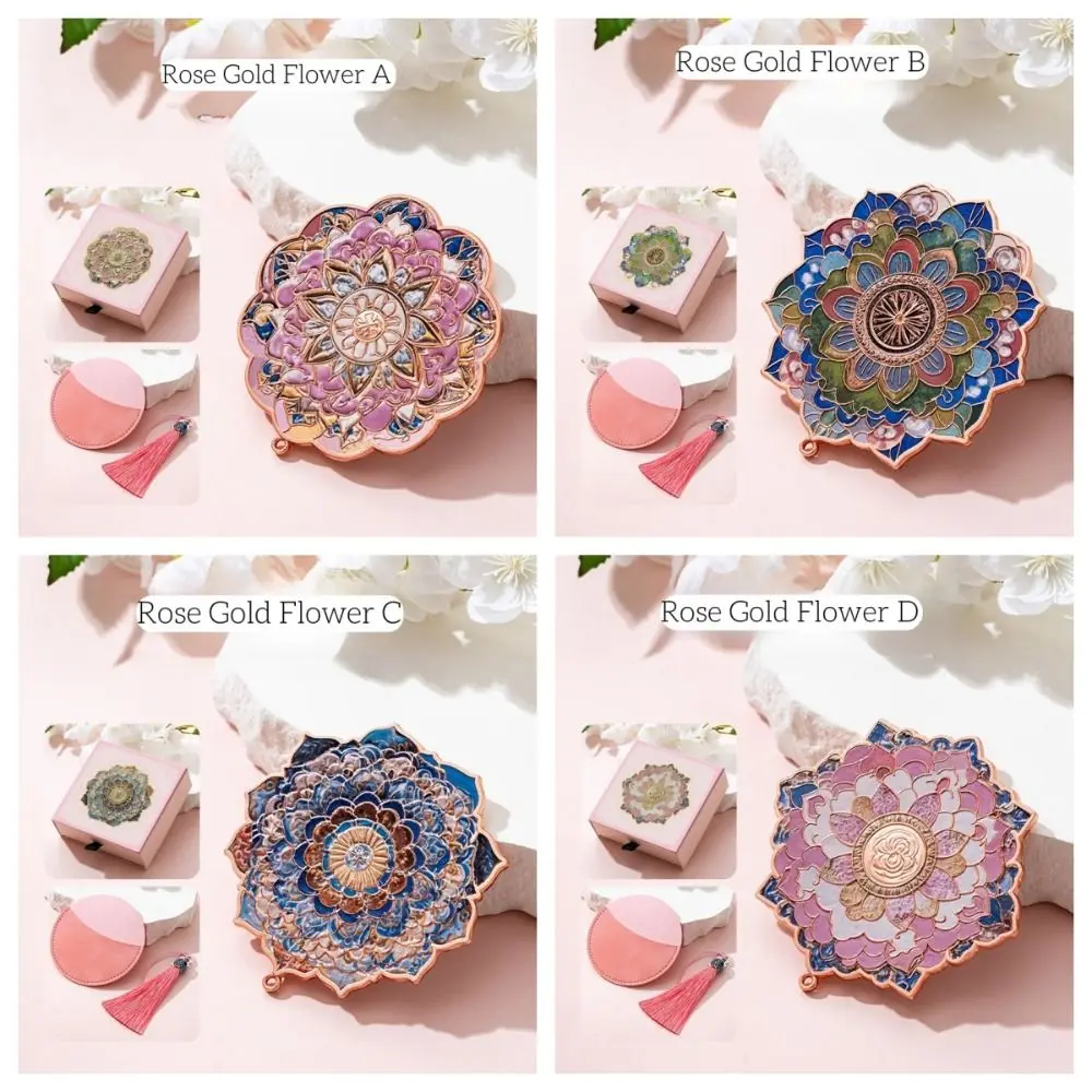 Mode prachtige Chinese stijl spiegel koper HD make-upspiegel kwastje ronde vorm 3D bloem make-up spiegel unisex
