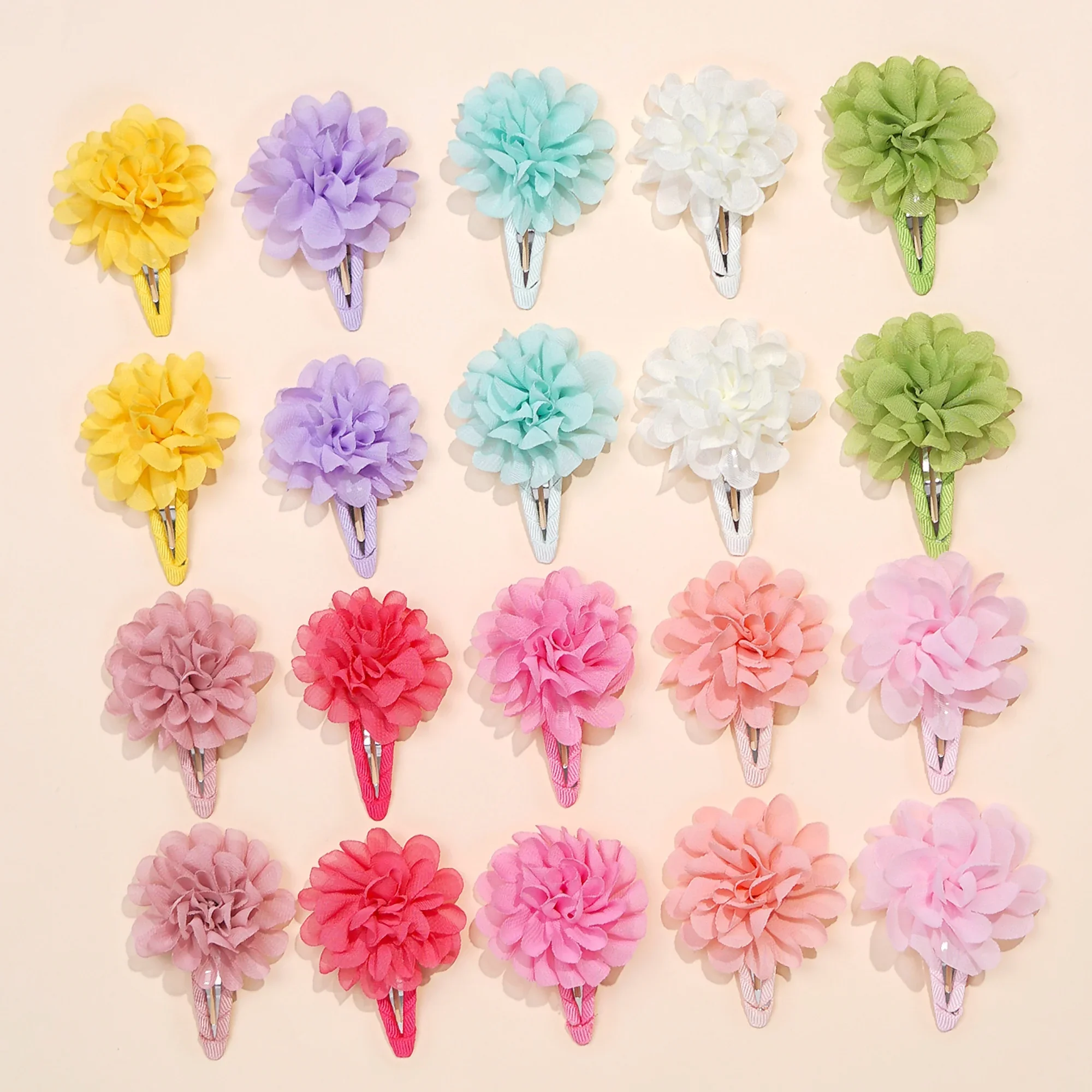 6Pcs Cute chiffon flower slip bangs hair clip, princess hair accessory, suitable for girls daily use, ideal choice as a gift