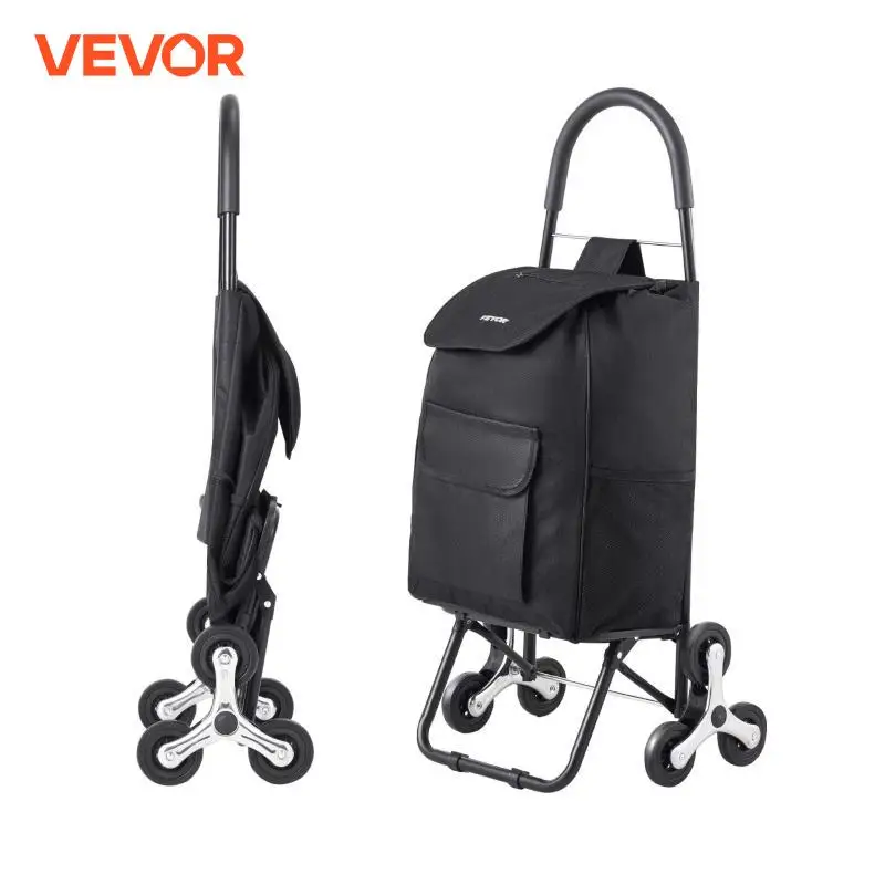 VEVOR 36L 110Lbs Grocery Cart Folding Shopping Cart Hand-pulled Trolley Household Portable Storage Stair Climbing Handcart