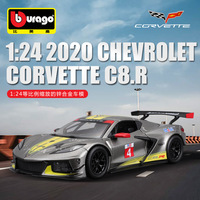 Bburago 1:24 2020 Chevrolet Corvette C8R Sports Car Static Die Cast Vehicles Collectible Model Car Toys