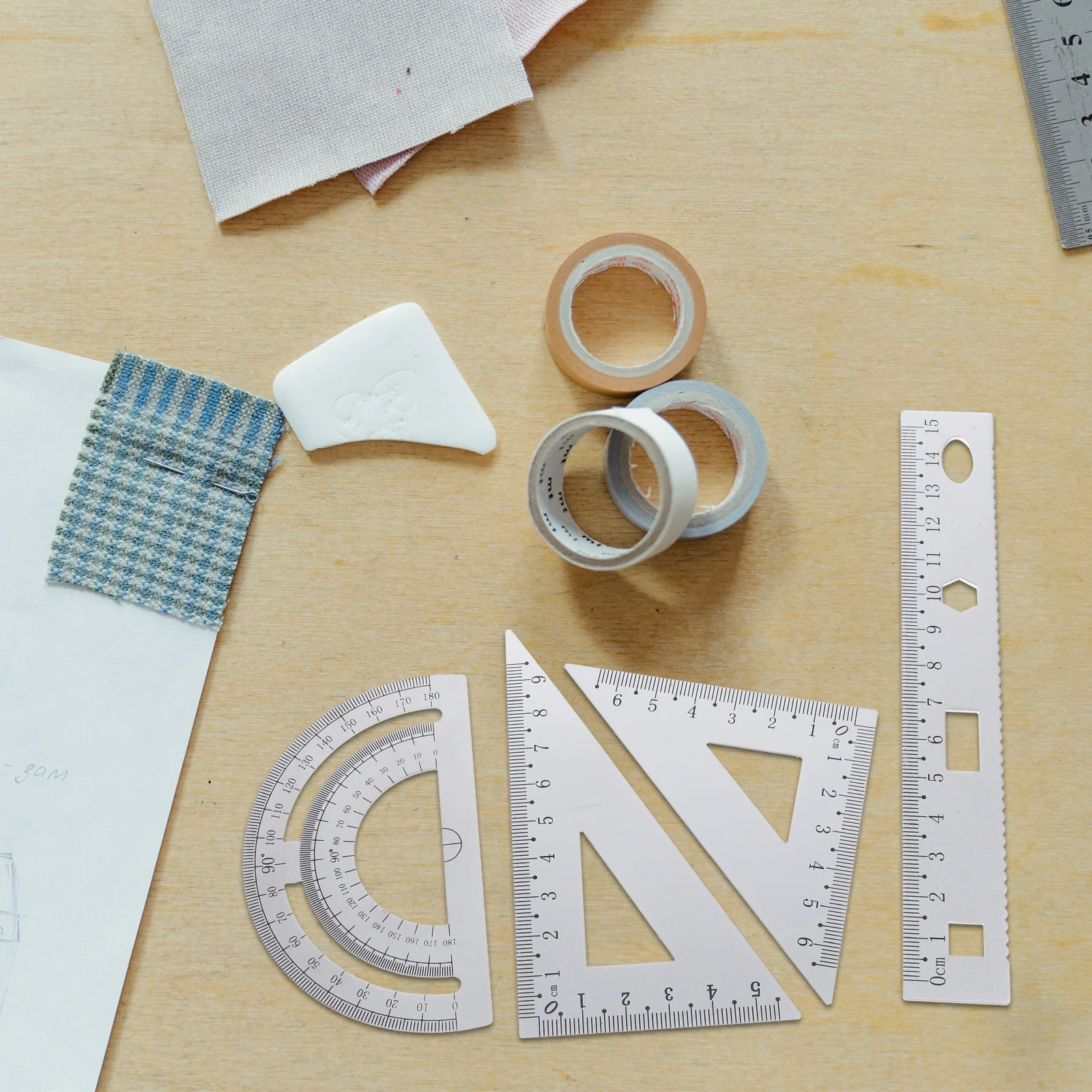 1 مجموعة مسطرة معدنية منقلة مجموعة أدوات مكتبية محمولة قوية مفيدة للطلاب المعماريين المصممين حاكم المنقلة