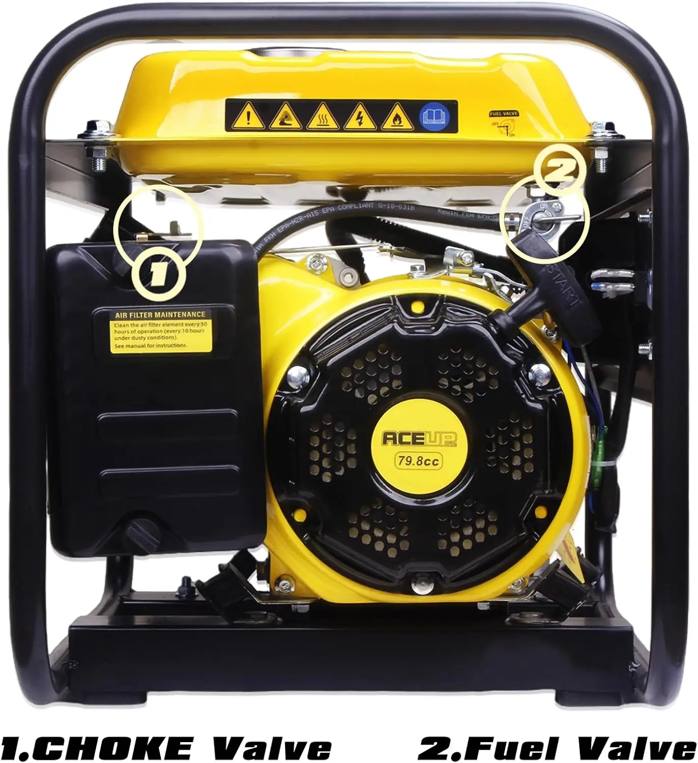 Aceup Energy 1,500W مولد يعمل بالغاز، مولد محمول رباعي الأشواط، متوافق مع EPA