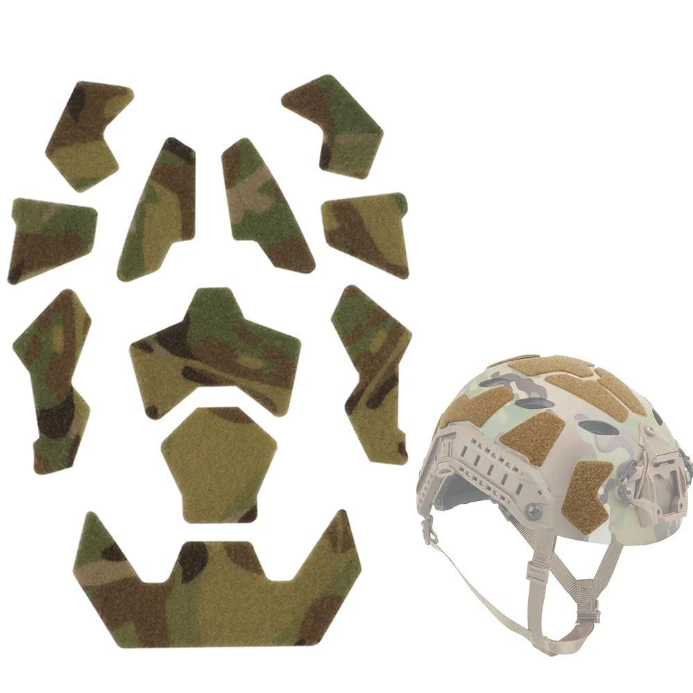 11 unids/set casco táctico de corte súper alto, pegatina mágica, parches de gancho para casco, accesorios para casco BK/MC
