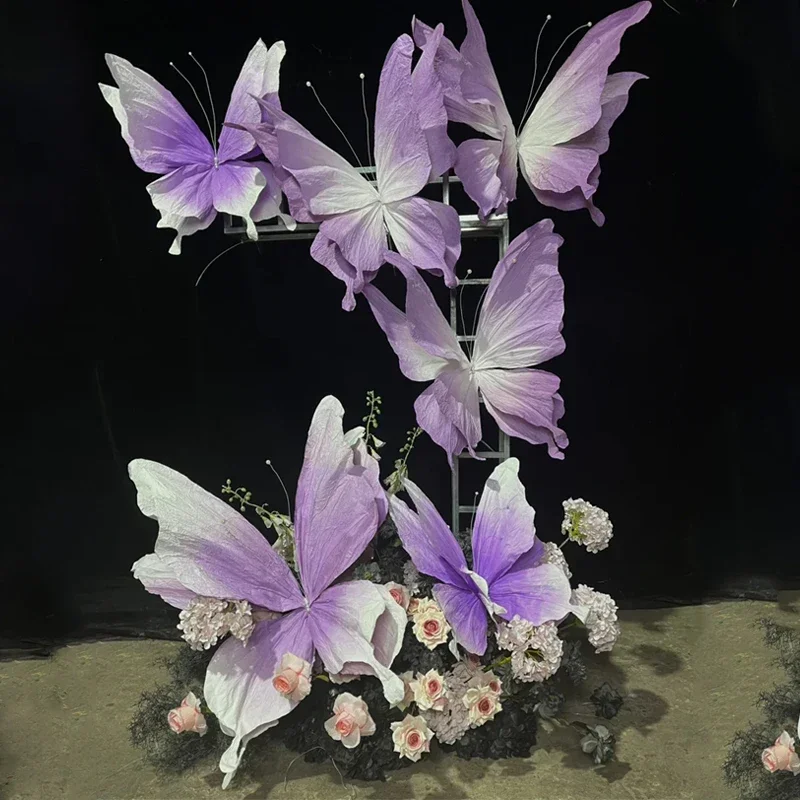 Artificial Giant Butterfly Paper Flower Wedding Decor Road Guide Birthday Party Event Backdrop Decor Window Layout Butterflies view 4