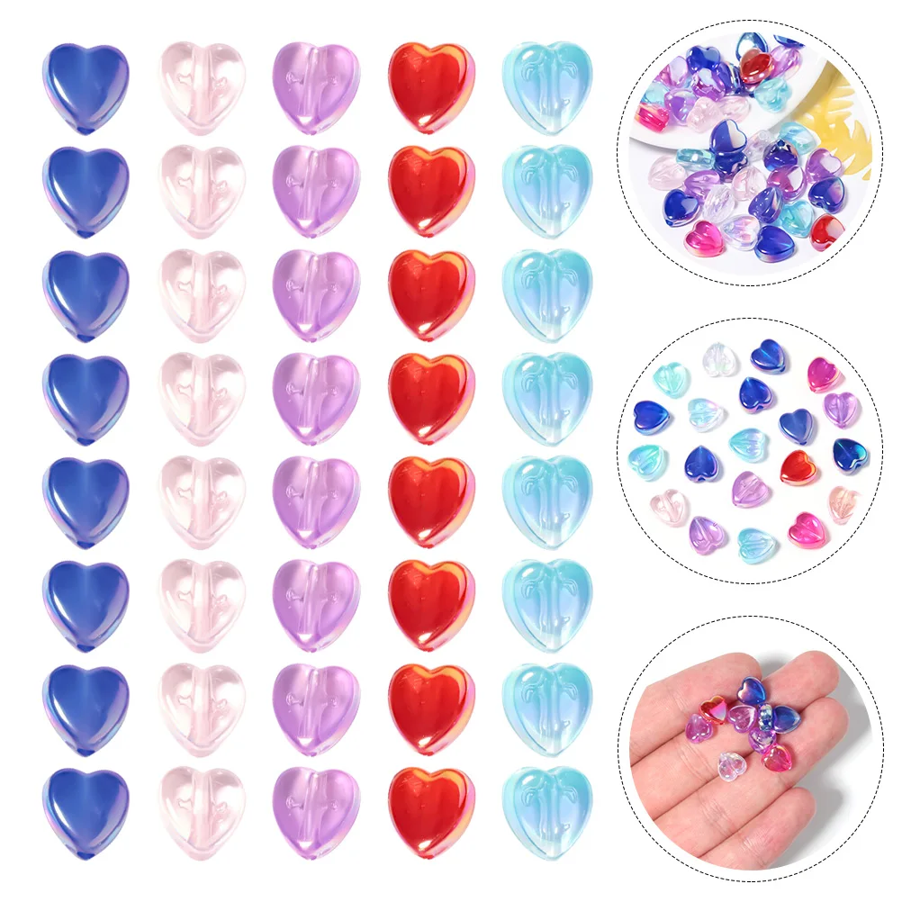 

300 Pcs Heart Spacers Acrylic for Heart Loose Beads Diy Jewelry Spacer Necklace Bracelet Craft Loose Charm Beads