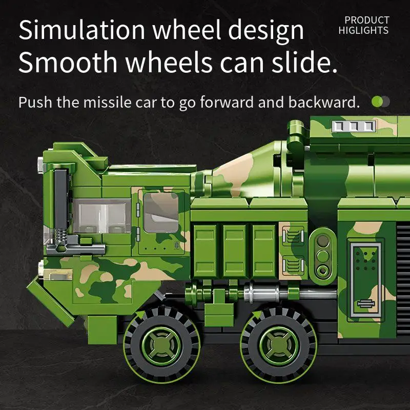 Zestaw klocków do budowania modelu czołgu wojskowego, zestaw klocków do montażu pojazdu rakietowego, prezent dla chłopców