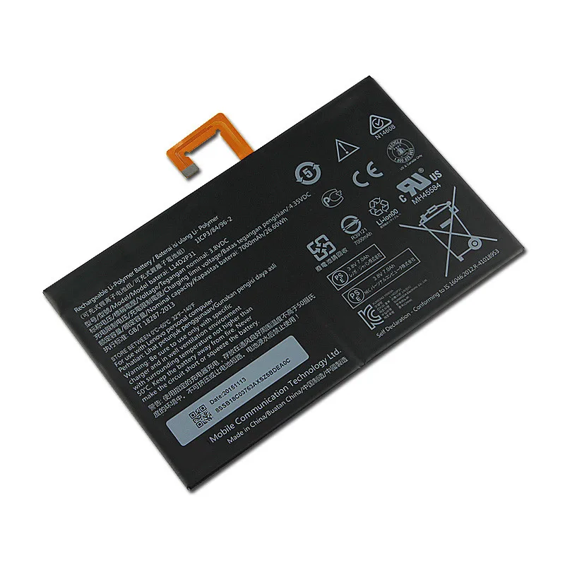 Replacement Tablet Battery L14D2P31 For Lenovo Tab 2 A10-70 TB2-X30M TB2-X30F Rechargable Battery 7000mAh