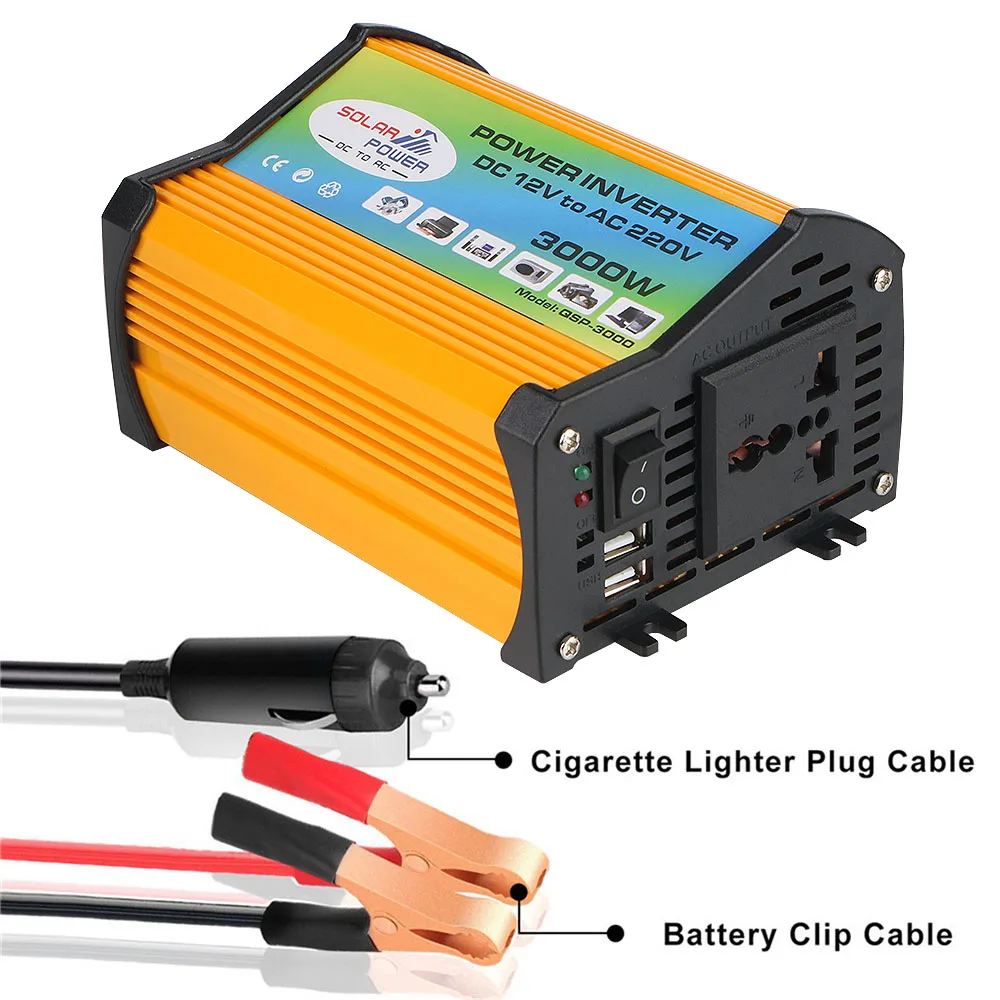 Car Invertor 3000W Vehicle-mounted Household Converter Universal DC 12v To 220V Power inverter