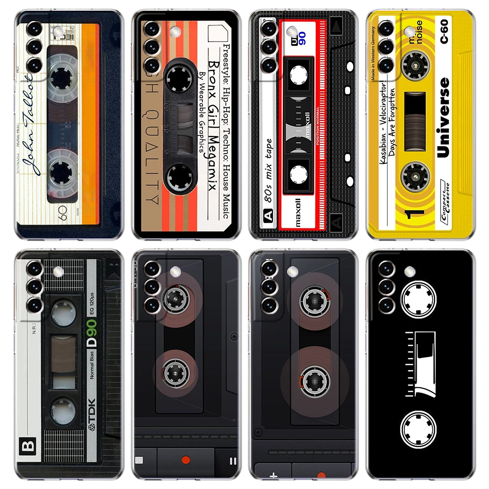 Mixtape Vintage Magnetic Tape Cassette Audio Phone Case for Samsung Galaxy S24 S23 S22 S20 S21 FE Ultra S10 S10E S9 S8 Plus Bags