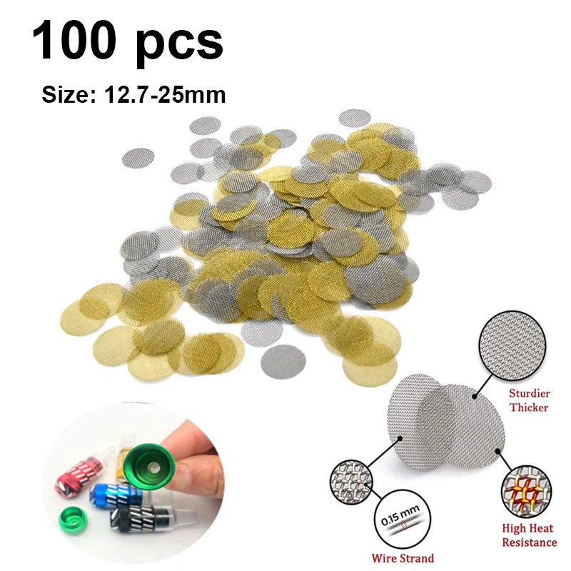 100pcs 12.7-25mm Stainless Steel/Brass Metal Filter, Silver Gauze, Water Pipe, Gauze, Multifunctional Filter Screen Accessories