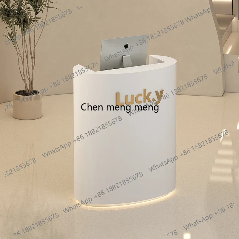 

Simple White Reception Desks Minimalism Design Outfit Shop Groggery Counter Storage Salon Furniture Sportello Di Ricezione