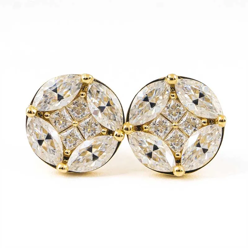 Boucles d'oreilles en diamant Moissanite géométrique en or 10 carats pour femmes et hommes, vis arrière, document D VVl's, clous d'oreille Moissanite, testeur de réussite