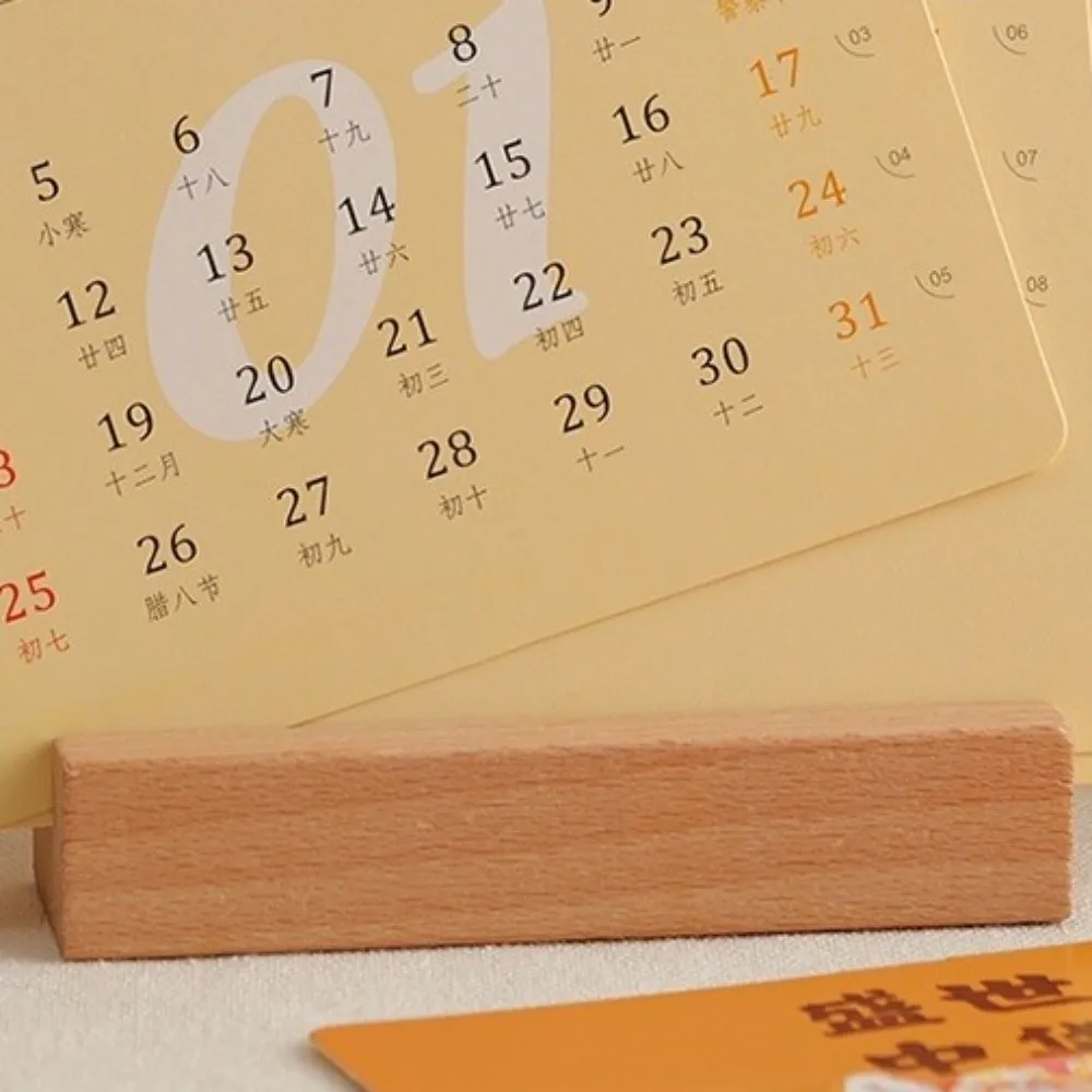 Wooden Stand Flowers Desk Calendar Card Insert Paper Craft Vase-Like Calendar Traditional Mini Desk Calendar Table Desk Decor