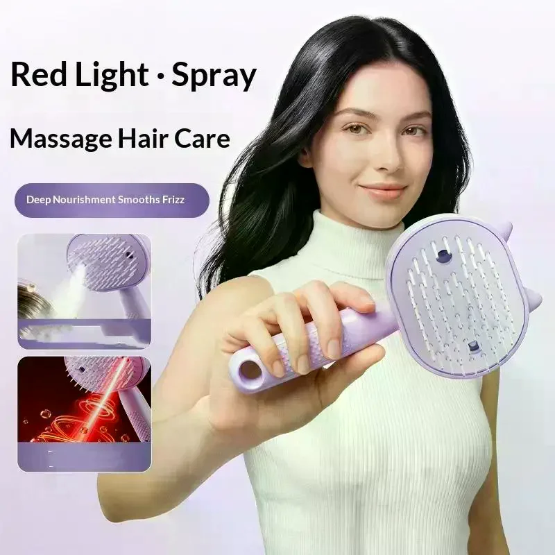 Electric Spray Air Cushion Massage Comb Self Cleaning Steam Essential Oil Brush Rechargeable Spray Scalp Massager Combs