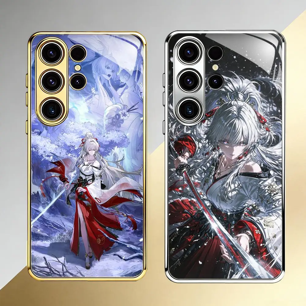 Hiyuki Wuthering Waves Phone Case For Samsung S26 S25 S24 S23 S22 S21 Plus Ultra FE Edge Electroplated glass