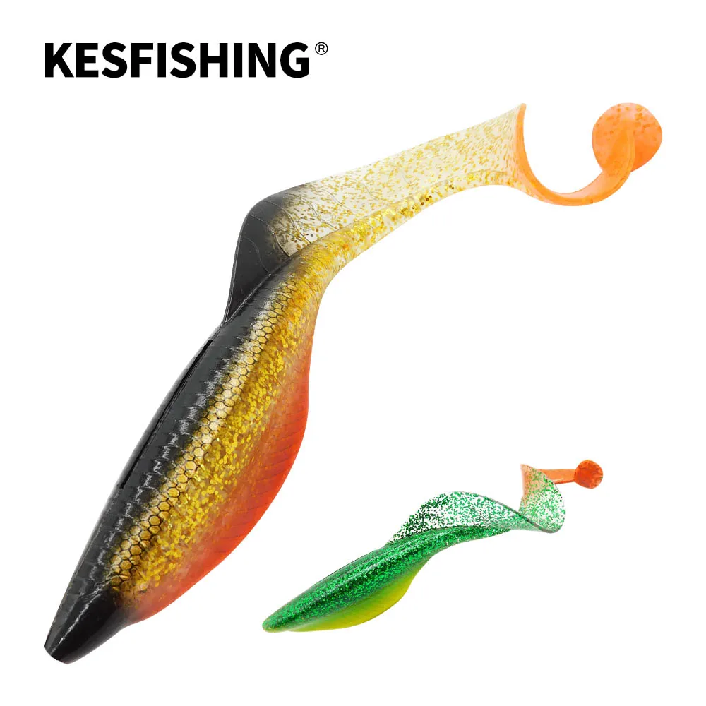 

KESFISHING 1pcs Big Lure New 2023 Dragon Grub 15cm Soft Bait Sigle Tail Curling Bass Pike Fishing Tackle Wobble Swiming