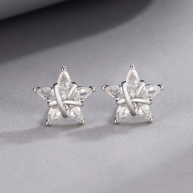 New Exquisite Lucky Star Zircon Necklace Earrings Light Luxury High-End Choker Chain Fashionable Set Jewelry For Women KOFSAC