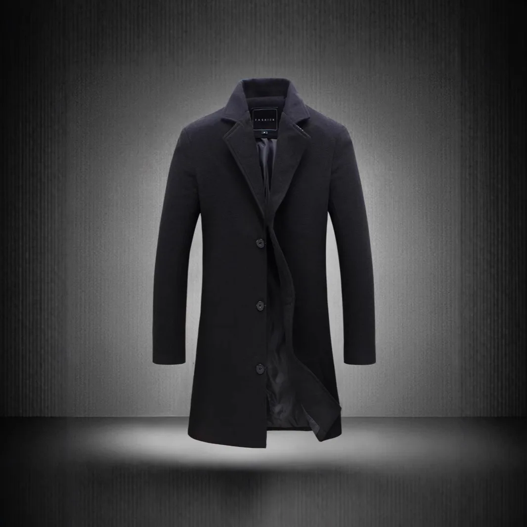 

Medium And Long Solid Color Single-breasted Trench Coat Casual Style Coat Coat