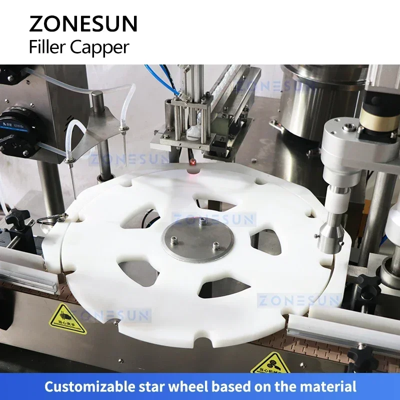 Zonesun التلقائي قطعة واحدة آلة التعبئة والتغطية قطارة الزيت العطرية زجاجة حشو كابر نظام تعبئة ZS-AFC32
