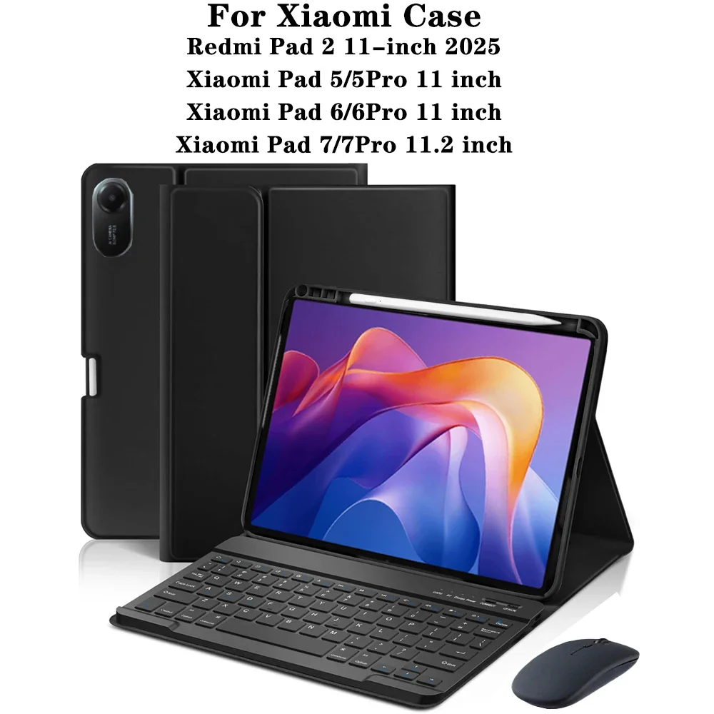

Case for Xiaomi Pad 7 Pro 11.2 lnch,Tablet Cover For Xiaomi Pad 5/6 Pro 11 Inch,Keyboard Case for Redmi Pad 2 11" With Pen Slot