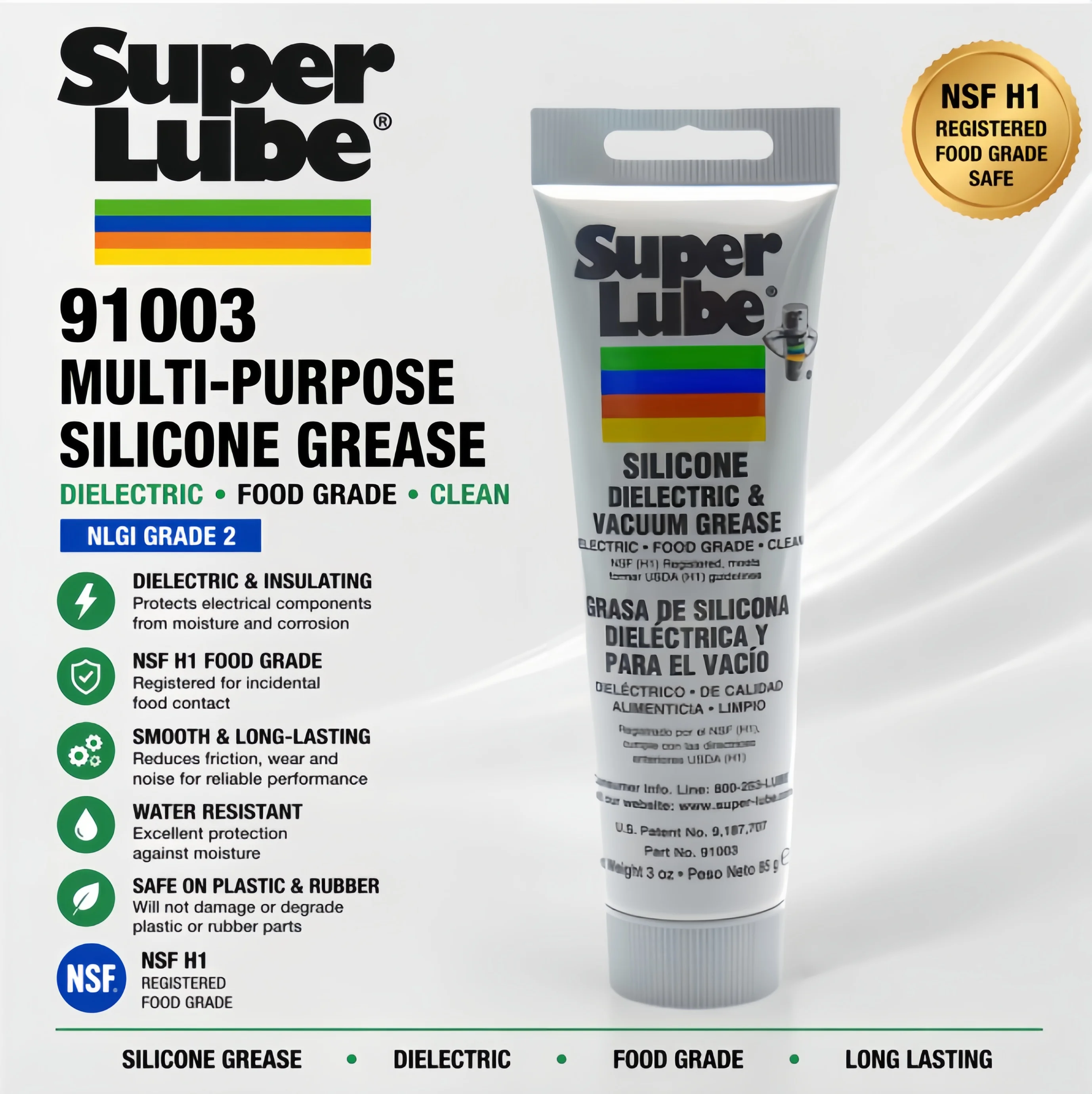 Super Lube 91003 Silicone Dielectric & Vacuum Grease 3oz Non-Conductive Waterproof Lubricant for Electrical Connectors O-Rings
