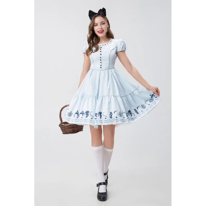 Anime Alice in Wonderland Mad Hatter Sissy Lolita French Maid Blue Dress Halloween Carnival Party Fantasia Magic Cosplay Costume