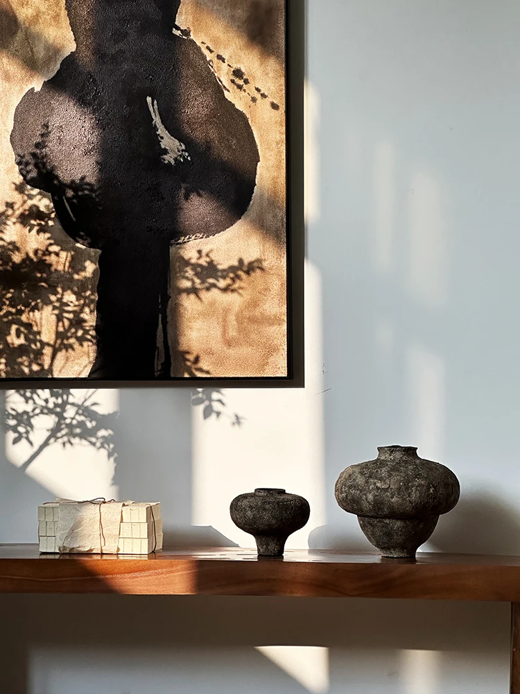 Handmade Ceramic Flower Vase Artistic Decorative Chic Minimalist Style Tea Ceremony Japanese Zen Style Home Decoration Tablet...