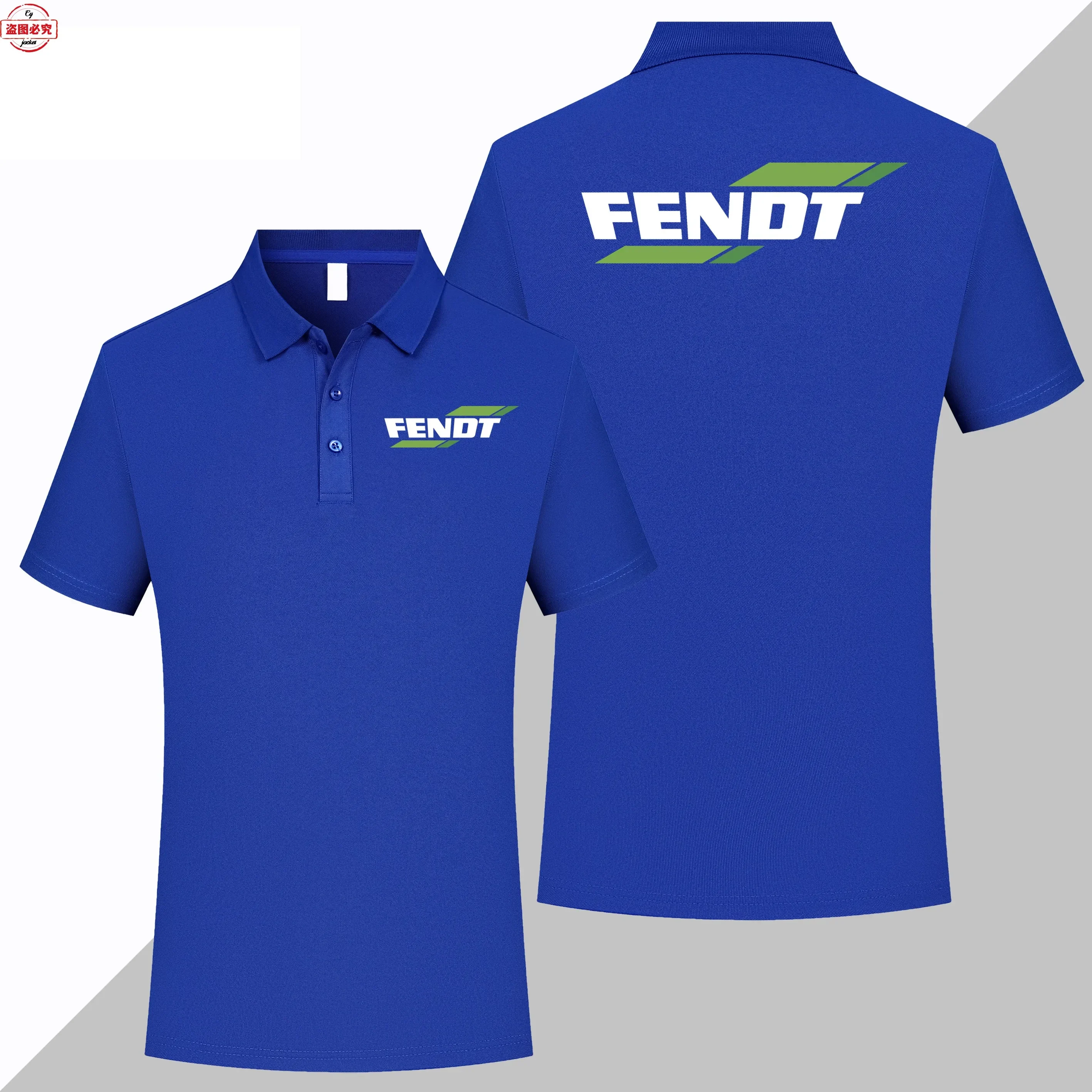 Fendt Tractor Logo Printed Men's Business Casual Short Sleeved Sports T-shirt, Lapel Polo Shirt, Work Uniform, Team Uniform