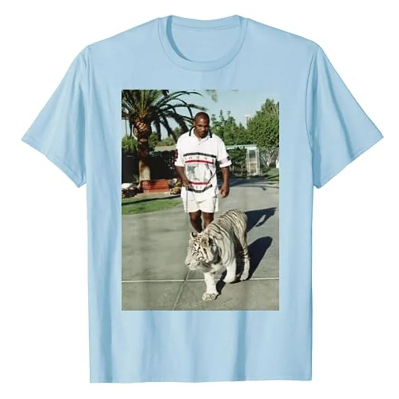 Mike Boxing Tyson Tiger Legend Vintage Retro Graphic T-Shirt Humor Funny Tee Tops Short Sleeve Blouses Men Fashion Fans Clothes