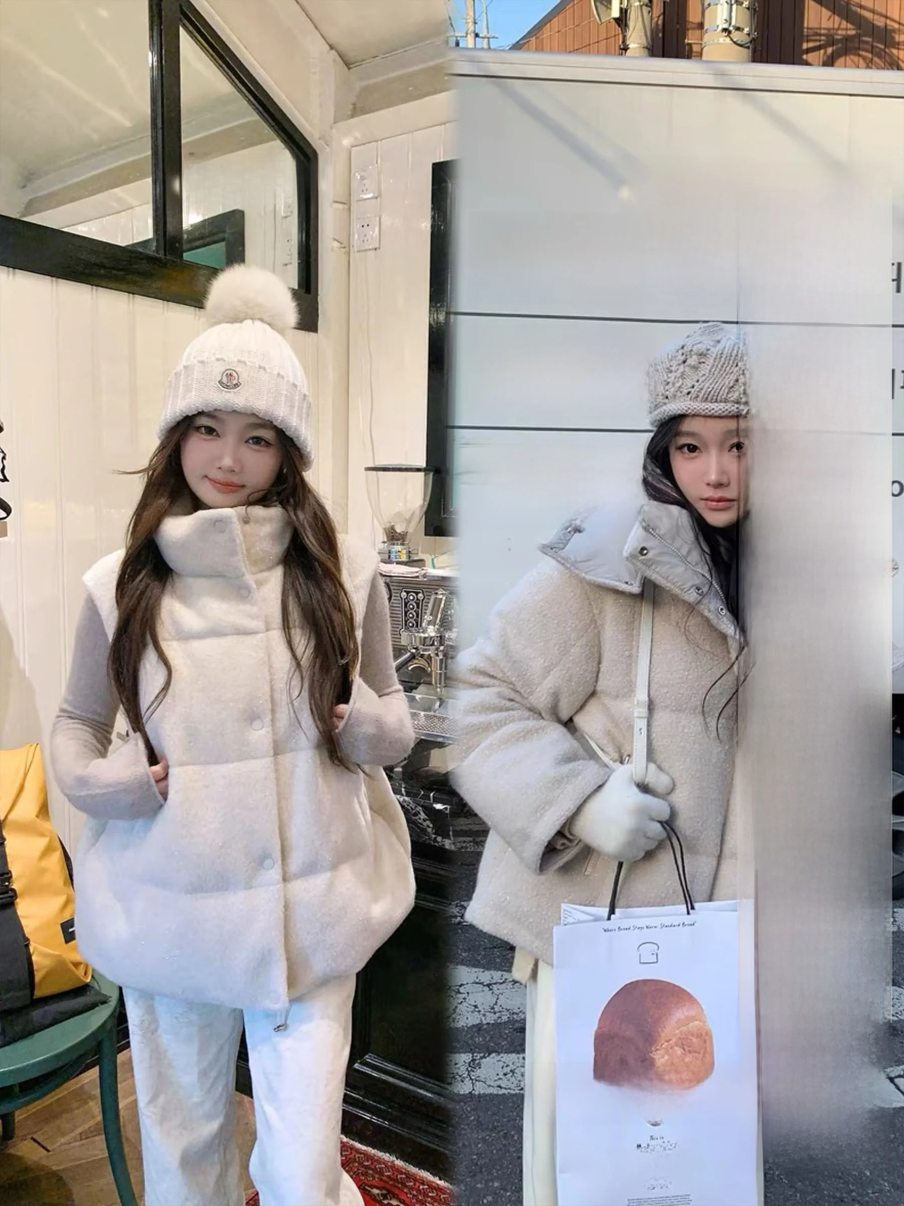 

Dearhua Little Flower Home Thousand Gold Feather down Vest Jaet Double Version Comfortable 95 White Goose down Coat