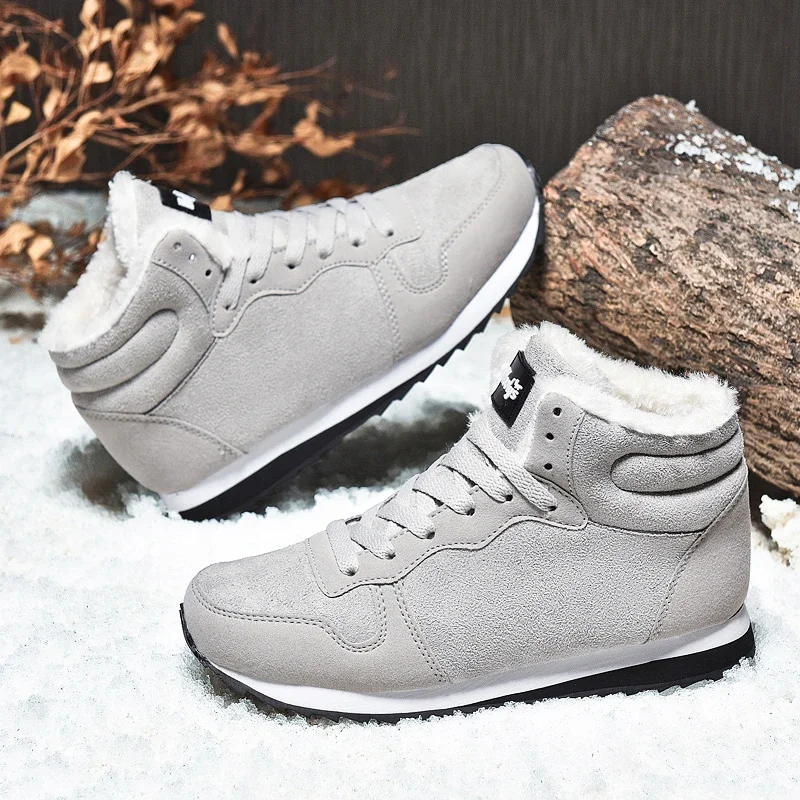 2023 Men Boots Winter Unisex Lightweight Hight Top Sneakers Outdoor No Slip Warm Snow Boots Plush Women Footwear Plus Size 36-48