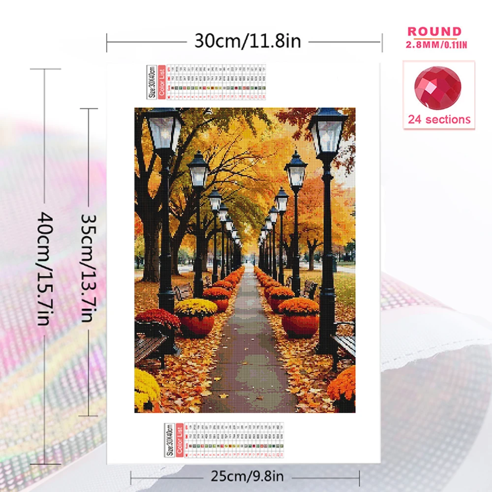 Evershine Diamond Mosaic Kit Street Landscape Autumn DIY Diamond Painting Tree Acrylic Craft Supplies Art Wall Decoration