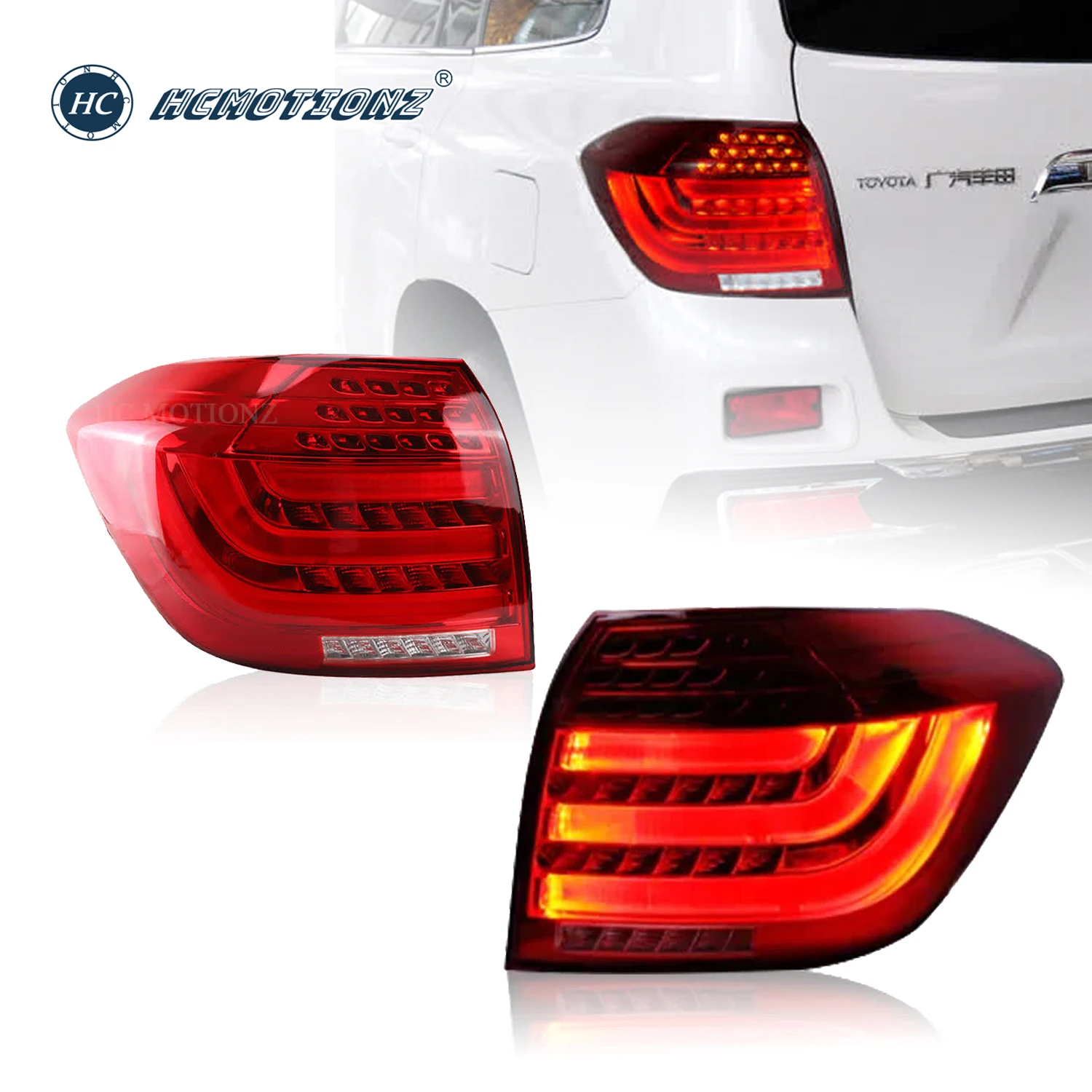 

HCMOTIONZ Tail lights for Toyota Highlander 2012-2014 Kluger Car Rear Lamps Assembly LED Lighting System Back Lamps DRL
