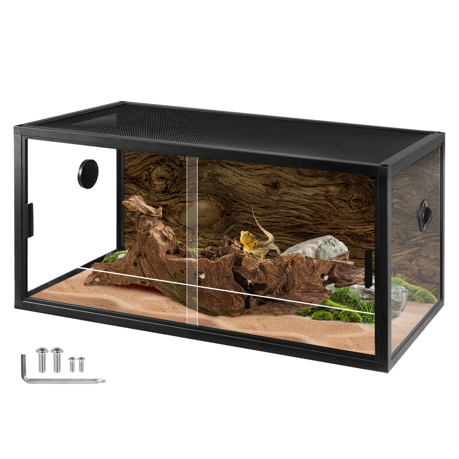 

Reptile Breeding Box Lightweight Reptile Landscaping Container with Ventilation Plant Gecko Ecological Tank for Easy Maintenance