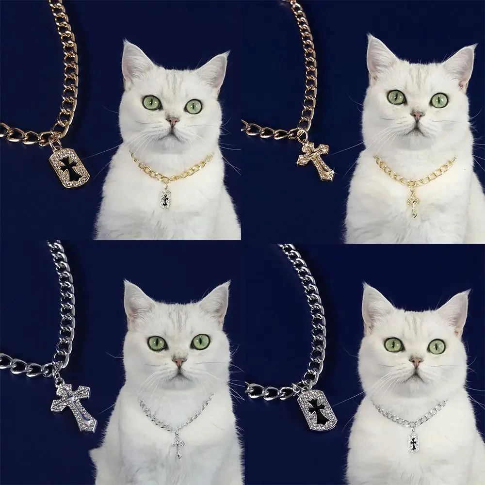 Cute Fancy Zircon Cross Pendant Adjustable Cosplay Design Puppy Collar Medium Dog Accessories Cosplay Events
