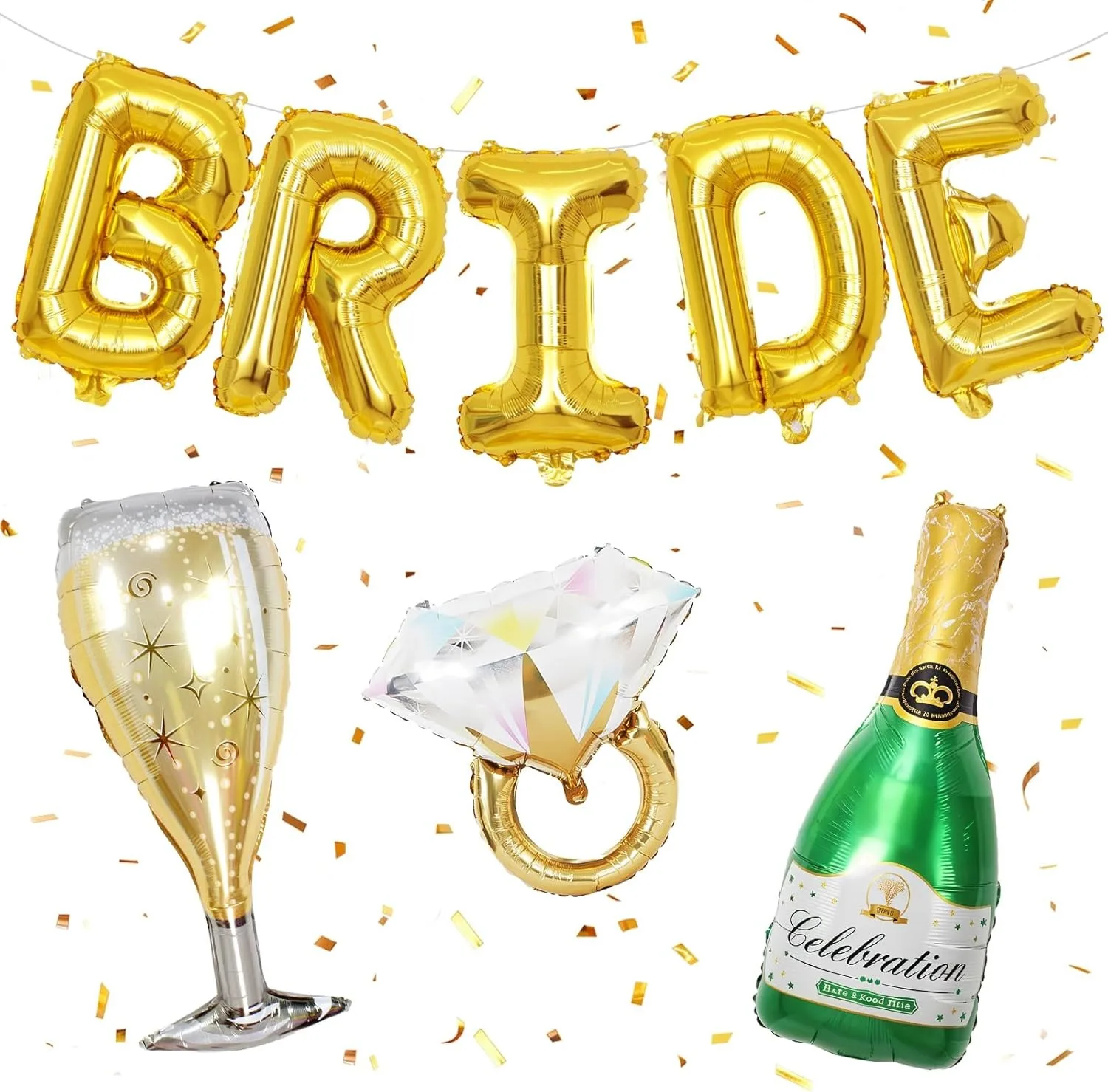 

Bride Balloons Gold Letters Banner Party Decorations for Gold Bachelorette Engagement Wedding Bridal Shower Decor Party Supplies