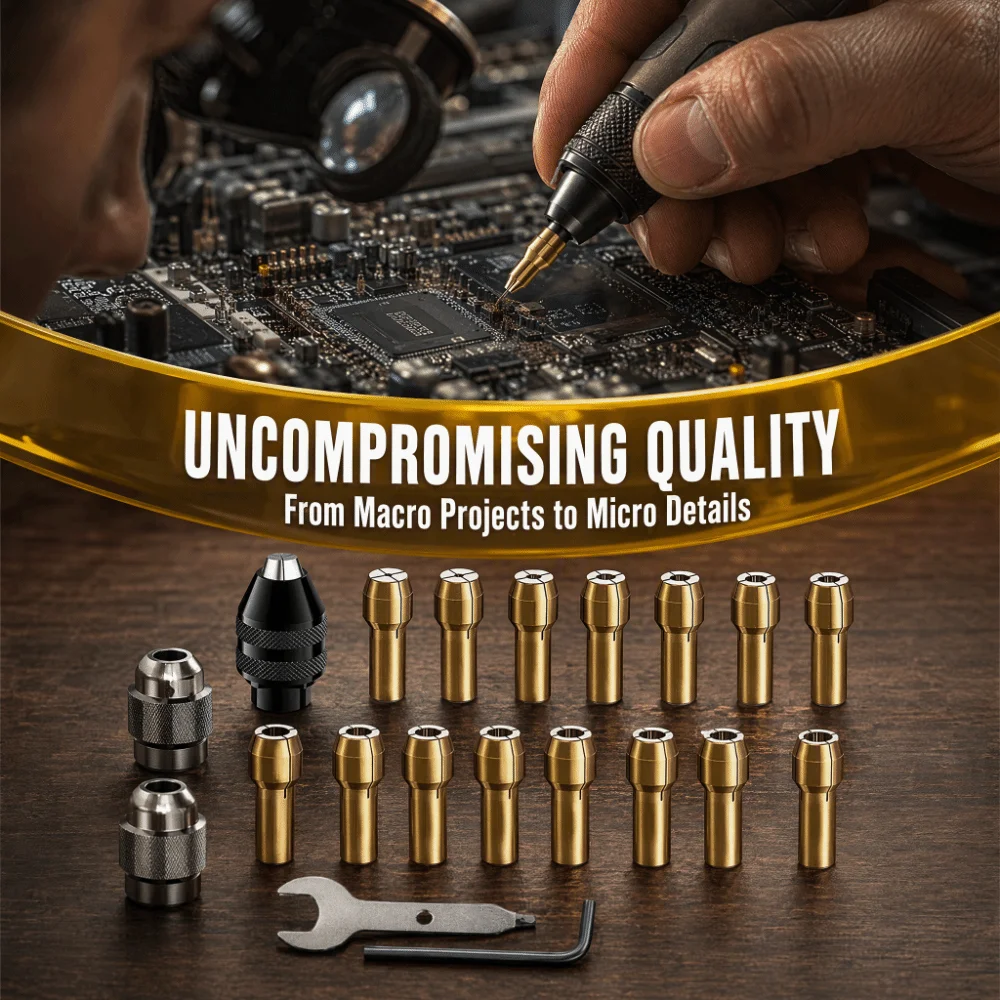 16-Piece Rotary Tool Chuck Set Keyless Design Brass Chuck Quick Change Chuck Set Metal Nuts 0.8-3mm Shank Drill Bit Adapter Kit