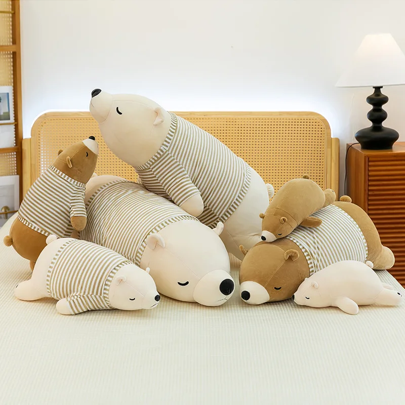 Polar Bear Plush Pillow Soft Fluffy Lying Stuffed Animal Doll Cute Sleep Cushion Sofa Ornament Home Decoration Gift for Girls - view 4