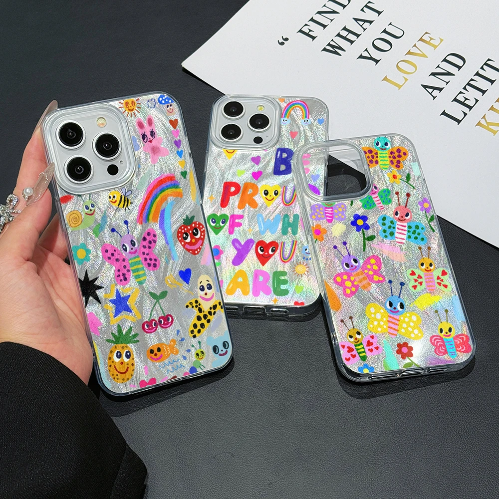 Bee Text Doodle Phone Case for Samsung Galaxy A73 A72 A55 A54 A53 A52 A34 A33 A32 A31 A23 A14 A13 4G 5G Feather Texture Cover