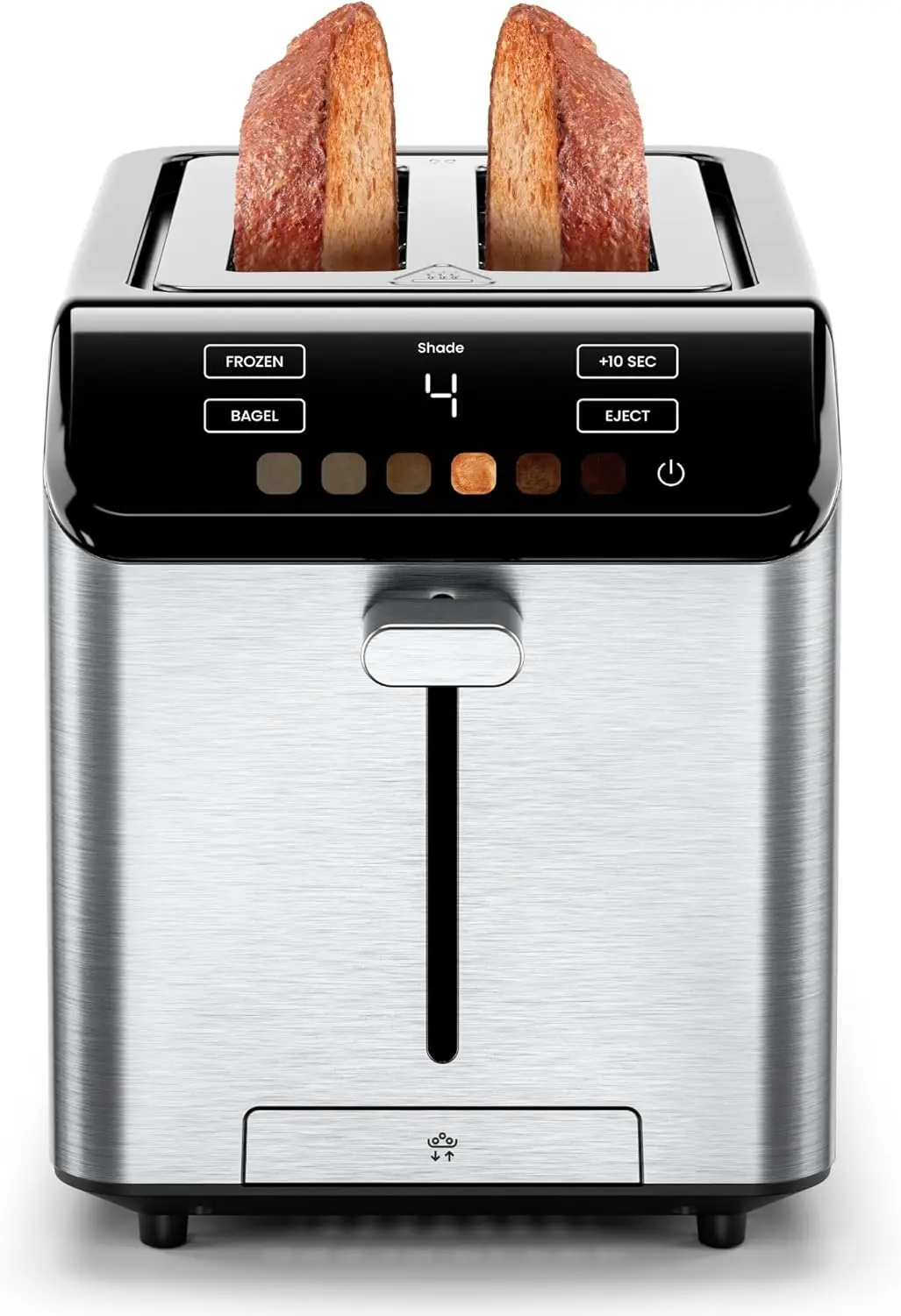 

Digital Toaster with Touchscreen, 6 Shade Settings, Extra-Wide Slots, Defrost, +10s, Removable Crumb Tray – Stainless Steel