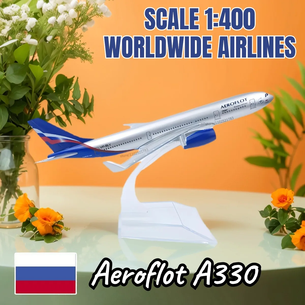 Scale 1:400 Replica RU A330 Diecast Aircraft Boeing Airbus Airplane Model Miniature Aviation Figures Children Kids Toy for Boys