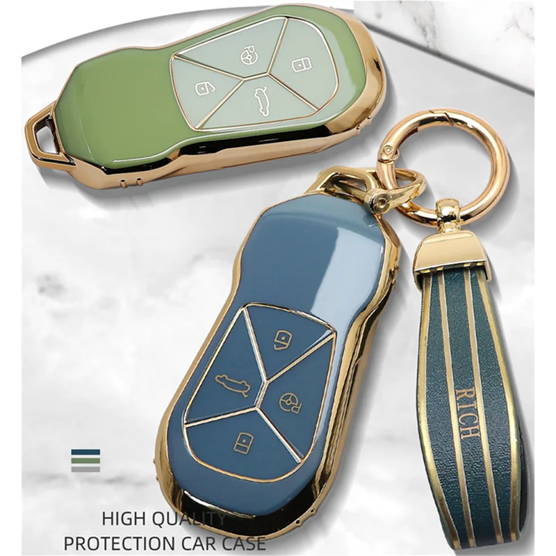 Luxurious Golden Edge Remote Car Key Case Full Cover For Xpeng P5 P7 G9 G3i Key Fob Protective Shell Keychain Auto Accessories