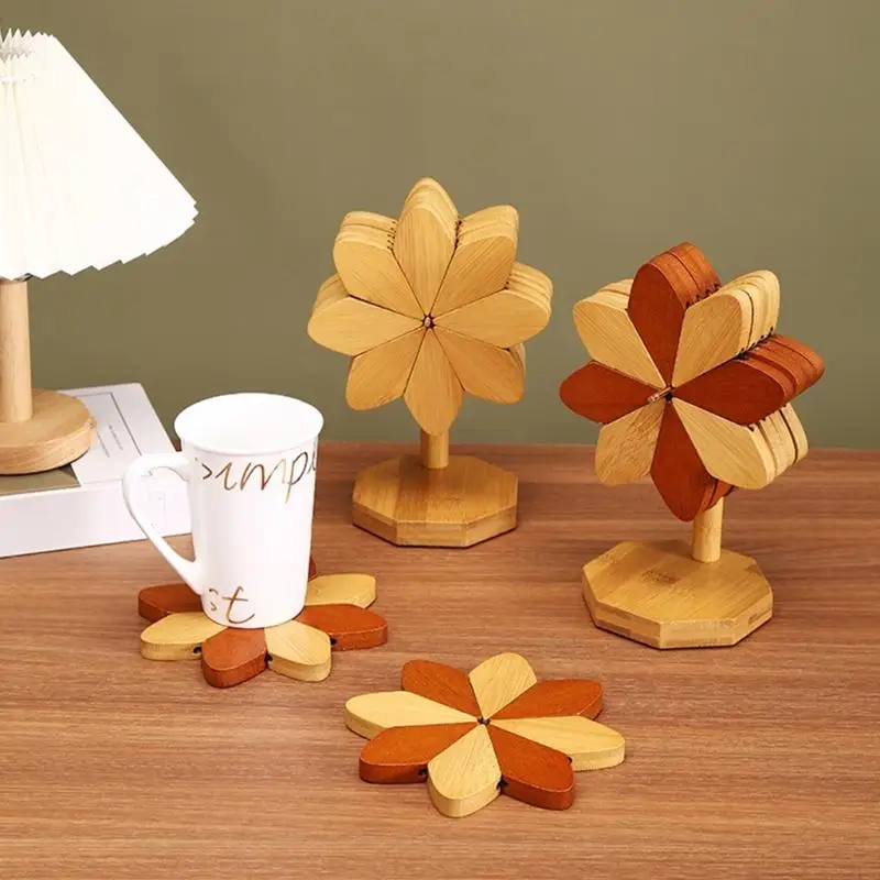 

Natural Heatproof Trivets Pinwheel Countertop Protectors For Kitchen Dining Table Hot Dishes Pans Pots Holder 87HA