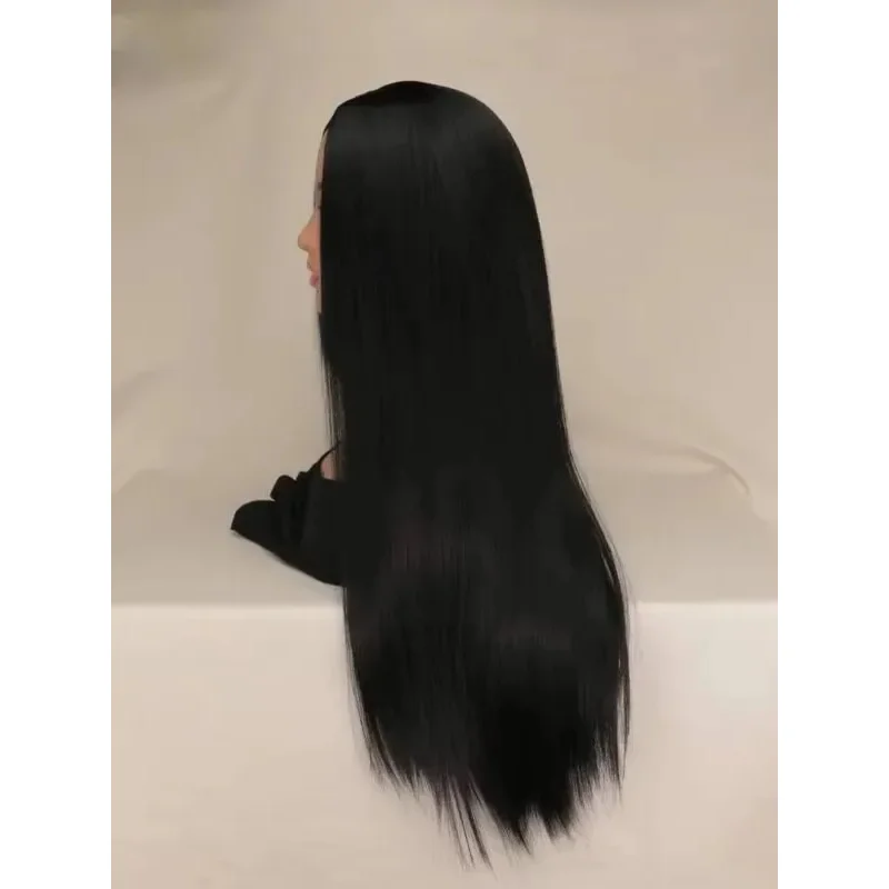 2025 aaa QQXCAIW Gothic Women Costume Long Black Wig Natural Cute Straight Wigs for Halloween