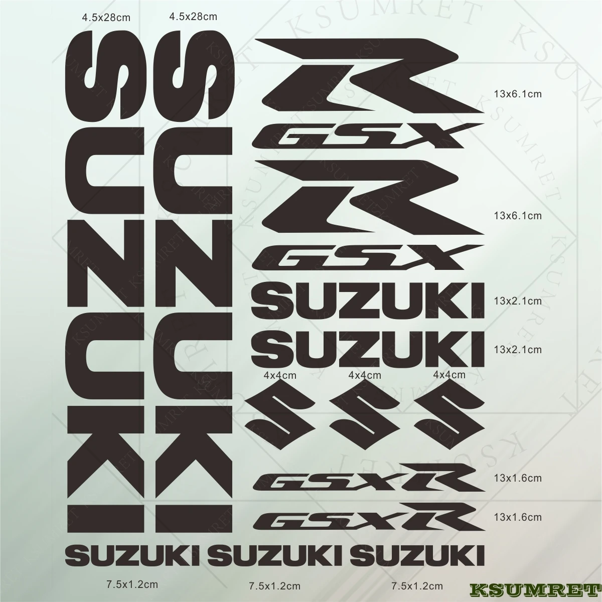 Suzuki Stickers GSXR Logo Motorcycle Tank Helmet Emblem Decals Set