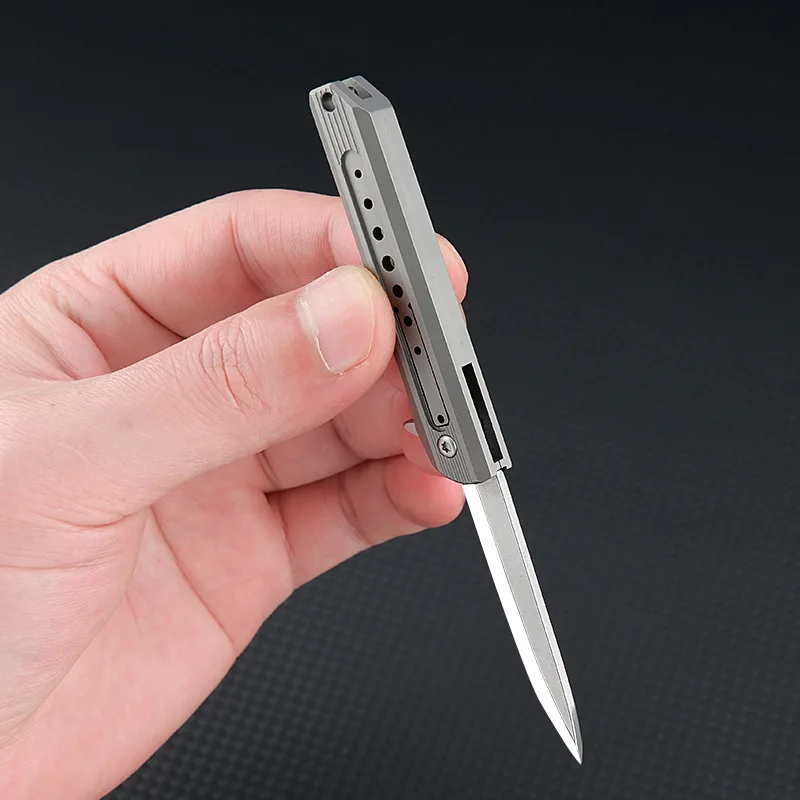 Titanium Alloy Mini Folding Knife D2 Blade With Bottle Opener Sharp EDC Keychain Portable Unboxing Unpacking Express Knife