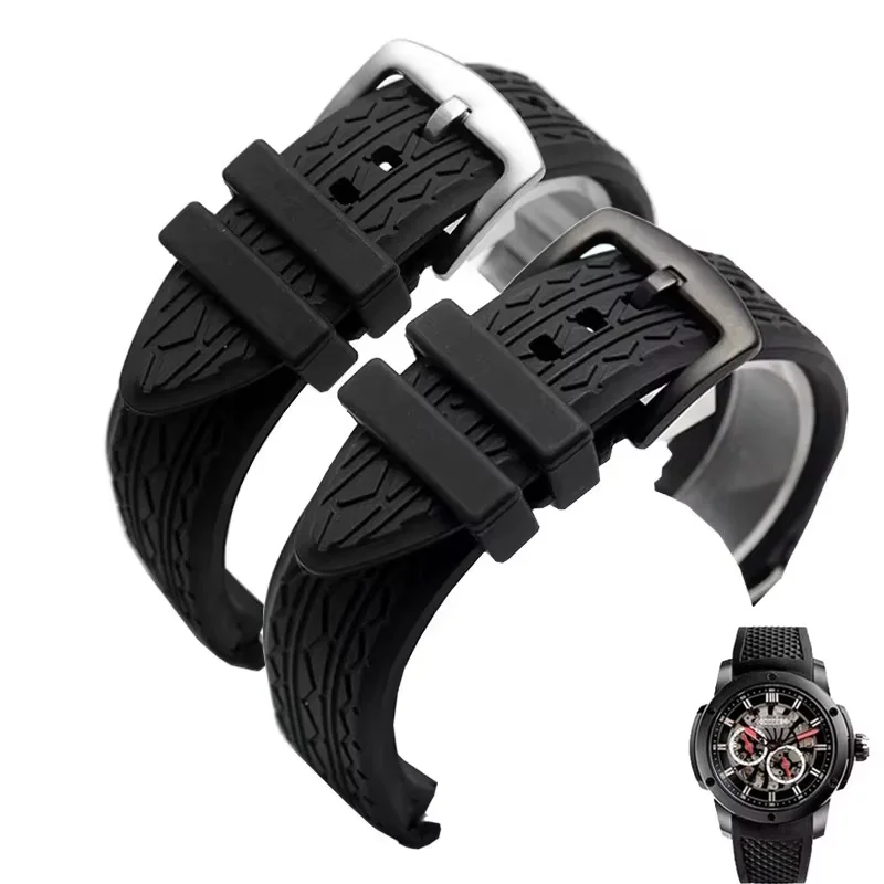 High quality silicone Rubber watch strap For Porsche design p6612 black watchband belt Wristband Replacement Watch Bracelet 24mm