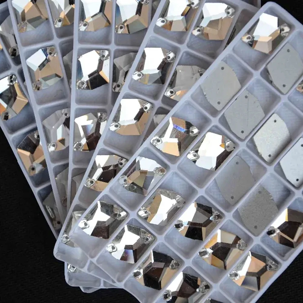 All Sizes Cosmic Shape Sew On Stones Crystal Clear Color Flat Back 2 holes11*14mm,13*17,16x21,21*27mm Glass Sewing Crystal Beads